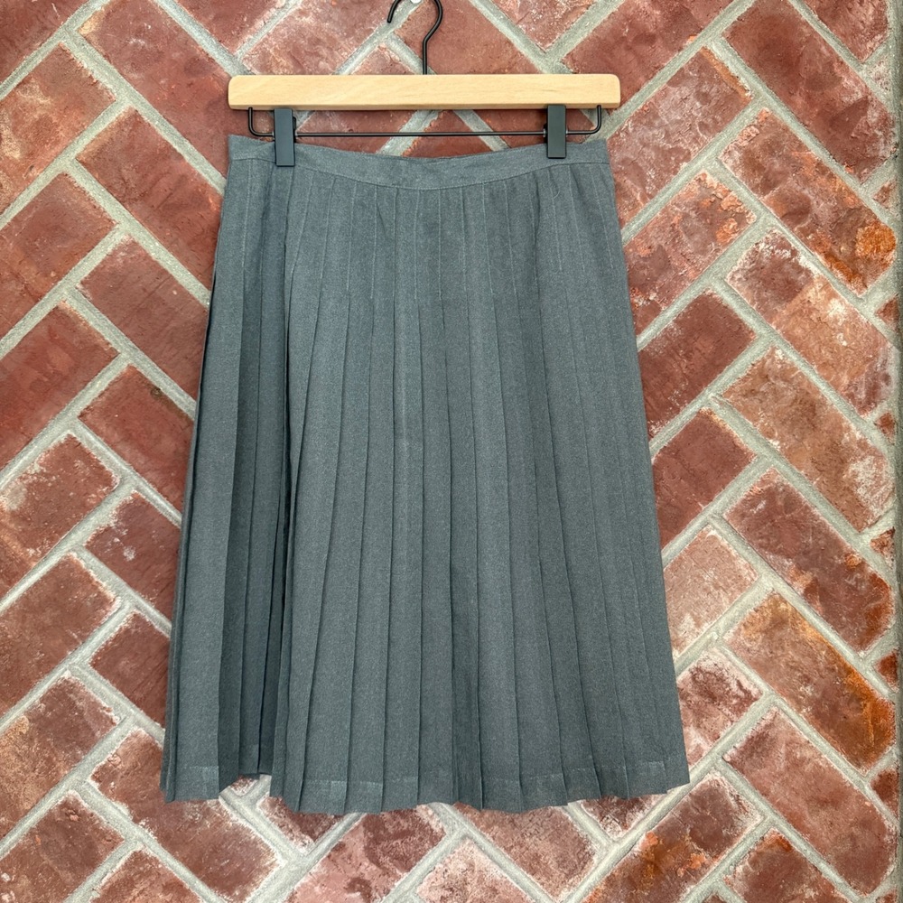 Kathy Ireland Gray Pleated Midi Skirt Womens Size 6 Charcoal Academic Lined